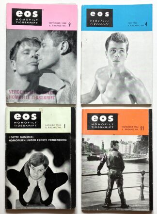 eos. Homofilt tidsskrift. Fire numre fra. 1961-1966.